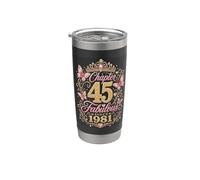 Chapter 45 Fabulous Since 1981 Floral 45th Birthday Women Vaso térmico de acero inoxidable de doble pared