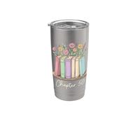 Chapter 50 Book Lover Fifty Years Old 50th Birthday Floral Vaso térmico de acero inoxidable de doble pared