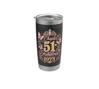 Chapter 51 Fabulous Since 1975 Floral 51st Birthday Women Vaso térmico de acero inoxidable de doble pared