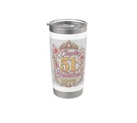 Chapter 51 Fabulous Since 1975 Floral 51st Birthday Women Vaso térmico de acero inoxidable de doble pared