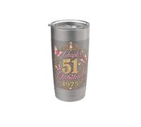 Chapter 51 Fabulous Since 1975 Floral 51st Birthday Women Vaso térmico de acero inoxidable de doble pared