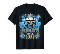Chapter 55 Fabulous Since 1971 55th Birthday Women Blue Rose Camiseta