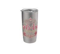 Chapter 64 Fabulous Since 1962 Floral 64th Birthday Women Vaso térmico de acero inoxidable de doble pared