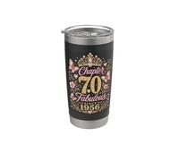 Chapter 70 Fabulous Since 1956 Floral 70th Birthday Women Vaso térmico de acero inoxidable de doble pared