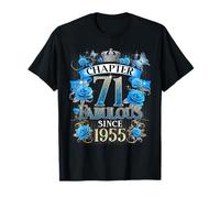 Chapter 71 Fabulous Since 1955 71st Birthday Women Blue Rose Camiseta