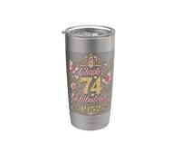 Chapter 74 Fabulous Since 1952 Floral 74th Birthday Women Vaso térmico de acero inoxidable de doble pared