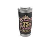 Chapter 75 Fabulous Since 1951 Floral 75th Birthday Women Vaso térmico de acero inoxidable de doble pared
