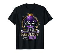 Chapter 75 Since 1951 Purple Disco Ball 75th Birthday Women Camiseta
