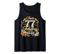 Chapter 77 Fabulous Since 1949 Floral 77th Birthday Women Camiseta sin Mangas