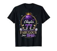 Chapter 77 Since 1949 Purple Disco Ball 77th Birthday Women Camiseta