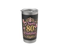 Chapter 80 Fabulous Since 1946 Floral 80th Birthday Women Vaso térmico de acero inoxidable de doble pared