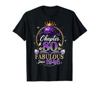 Chapter 80 Since 1946 Purple Disco Ball 80th Birthday Women Camiseta