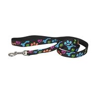 CHAPUIS SELLERIE SLA463 Correa de Perro - Correa de Nailon con Estampado de Patas Negro - Ancho 25 mm - Largo 1,20 m - Talla L