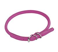 CHAPUIS SELLERIE SLA699 Collar Ajustable Redondo Glamour para Perro y Gato - Cuero Rosa - Diámetro 6 mm - Largo 17-20 cm - Talla XS