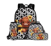 chaqlin Bolsas escolares para niñas, paquete de 4 unidades, bolsa térmica para almuerzo, estuche divertido para niños, escuela secundaria, casual, bolsa de transporte para botellas de agua para niños