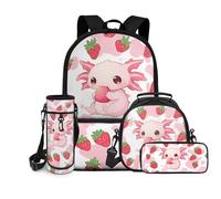 chaqlin Bolsas escolares para niñas, paquete de 4 unidades, bolsa térmica para almuerzo, estuche divertido para niños, escuela secundaria, casual, bolsa de transporte para botellas de agua para niños