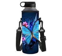 chaqlin - Funda térmica de neopreno para botellas de agua de acero inoxidable, cristal y plástico (tamaño pequeño), color Butterfly-azul, tamaño Small(500-750ML)