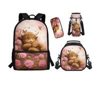 chaqlin Juego de mochila escolar para niños y niñas, bolsas escolares con lonchera y estuche para lápices, portabotellas de agua, juego de 4 bolsas para libros, bolsas para almuerzo, bolsa para