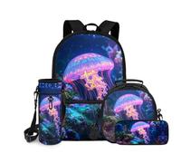 chaqlin Juego de mochila escolar para niños y niñas, bolsas escolares con lonchera y estuche para lápices, portabotellas de agua, juego de 4 bolsas para libros, bolsas para almuerzo, bolsa para