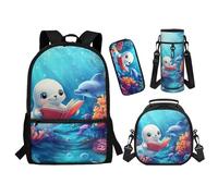 chaqlin Juego de mochila escolar para niños y niñas, bolsas escolares con lonchera y estuche para lápices, portabotellas de agua, juego de 4 bolsas para libros, bolsas para almuerzo, bolsa para