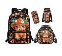 chaqlin Juego de mochila escolar para niños y niñas, bolsas escolares con lonchera y estuche para lápices, portabotellas de agua, juego de 4 bolsas para libros, bolsas para almuerzo, bolsa para