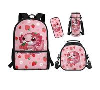 chaqlin Juego de mochila escolar para niños y niñas, bolsas escolares con lonchera y estuche para lápices, portabotellas de agua, juego de 4 bolsas para libros, bolsas para almuerzo, bolsa para