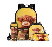 chaqlin Juego de mochila escolar para niños y niñas, bolsas escolares con lonchera y estuche para lápices, portabotellas de agua, juego de 4 bolsas para libros, bolsas para almuerzo, bolsa para
