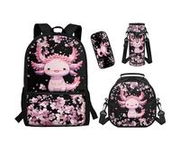 chaqlin Juego de mochila escolar para niños y niñas, bolsas escolares con lonchera y estuche para lápices, portabotellas de agua, juego de 4 bolsas para libros, bolsas para almuerzo, bolsa para