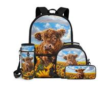 chaqlin Mochila escolar para niñas, bolsa de almuerzo para niños, estuche para lápices, paquete de 4 bolsas escolares, lonchera para botella de agua, bolsa de transporte para viajes, senderismo