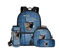 chaqlin Mochila escolar para niños, juego de 4 piezas, bolsa de almuerzo para estudiantes, bolsa de almuerzo de gran capacidad, estuche para niñas, estuche de regreso a clases, bolsa de transporte