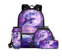 chaqlin Mochila escolar para niños, juego de 4 piezas, bolsa de almuerzo para estudiantes, bolsa de almuerzo de gran capacidad, estuche para niñas, estuche de regreso a clases, bolsa de transporte