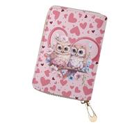 chaqlin Tarjetero para tarjetas de crédito con estampado de flores para mujer, funda protectora para tarjetas de crédito, Love Pink Owl, Tarjetero