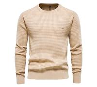 Chaqueta 4xl e invierno nuevo suéter de punto a cuadros de gama alta para hombre de color sólido Chaqueta pesada, beige, L