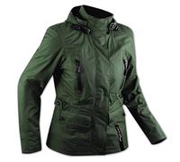 Chaqueta A-Pro para mujer, para ciudad o moto, resistente al agua, con protectores y gorro, verde, talla M