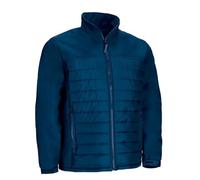 Chaqueta acolchada con bolsillos, puños con cierre de goma, en azul y negro, tejido softshell en canesú LARIDON