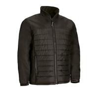 Chaqueta acolchada con bolsillos, puños con cierre de goma, en azul y negro, tejido softshell en canesú LARIDON