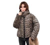 Chaqueta Acolchada con Estampado de Leopardo para Mujer, Ligera, cálida, Acolchada, Acolchada, Prendas de Vestir Exteriores, Abrigos, con Bolsillos