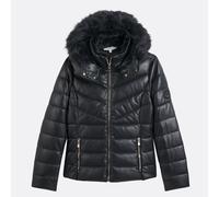 Chaqueta acolchada corta con capucha fija, de entretiempo Mujer Talla 40. Color Negro