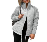 Chaqueta acolchada de patchwork de punto para mujer a finales de otoño/principios de invierno, chaqueta acolchada ligera con estampado de rombos para mujer, abrigo acolchado ligero con estampado de