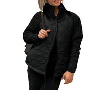 Chaqueta acolchada de patchwork de punto para mujer a finales de otoño/principios de invierno, chaqueta acolchada ligera con estampado de rombos para mujer, abrigo acolchado ligero con estampado de