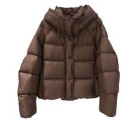 Chaqueta acolchada de plumas para mujer, corta y con capucha, para invierno | Ligera y cálida para uso diario; combina con vaqueros, leggings o vestidos y se guarda en la maleta.