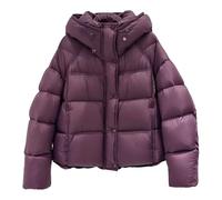 Chaqueta acolchada de plumas para mujer, corta y con capucha, para invierno | Ligera y cálida para uso diario; combina con vaqueros, leggings o vestidos y se guarda en la maleta.