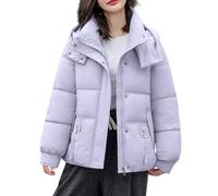 Chaqueta acolchada de plumón para mujer, abrigo ligero para mujer, abrigo de invierno con capucha, cálido, ligero, grueso, para el trabajo, al aire libre, caminar, senderismo y vacaciones, Violeta