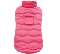 Chaqueta acolchada impermeable Eco Leaves con forro polar rosa fluo para perros
