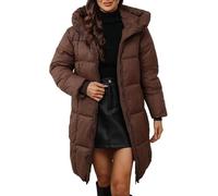 Chaqueta Acolchada Larga De Invierno para Mujer Chaqueta con Capucha Cálida para Mujer Chaqueta Cortavientos De Invierno para Mujer Chaqueta De Algodón Ligera De Moda para Mujer (Café,XXL)