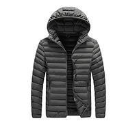 Chaqueta acolchada para hombre, chaqueta de plumón ajustada para hombre, chaqueta cálida de invierno unicolor, chaqueta de invierno con capucha, chaqueta ligera con capucha con cremallera, chaqueta