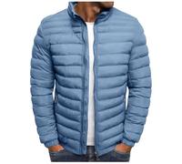 Chaqueta acolchada para hombre, monocolor, informal, chaqueta de entretiempo, chaqueta de invierno cálida, chaqueta acolchada ligera, chaqueta de plumón con cremallera, cuello alto, abrigo de invierno