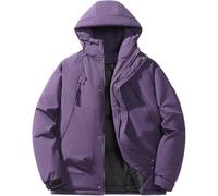 Chaqueta acolchada para hombre para todo tipo de clima, resistente al agua, con capucha, abrigo cálido y aislante para deportes al aire libre, Morado (, S