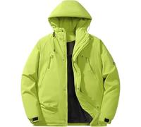 Chaqueta acolchada para hombre para todo tipo de clima, resistente al agua, con capucha, abrigo cálido y aislante para deportes al aire libre, verde fluorescente, XXL