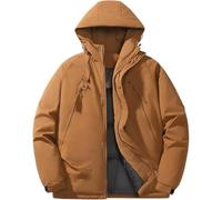 Chaqueta acolchada para hombre para todo tipo de clima, resistente al agua, con capucha, abrigo cálido y aislante para deportes al aire libre, caramelo, L